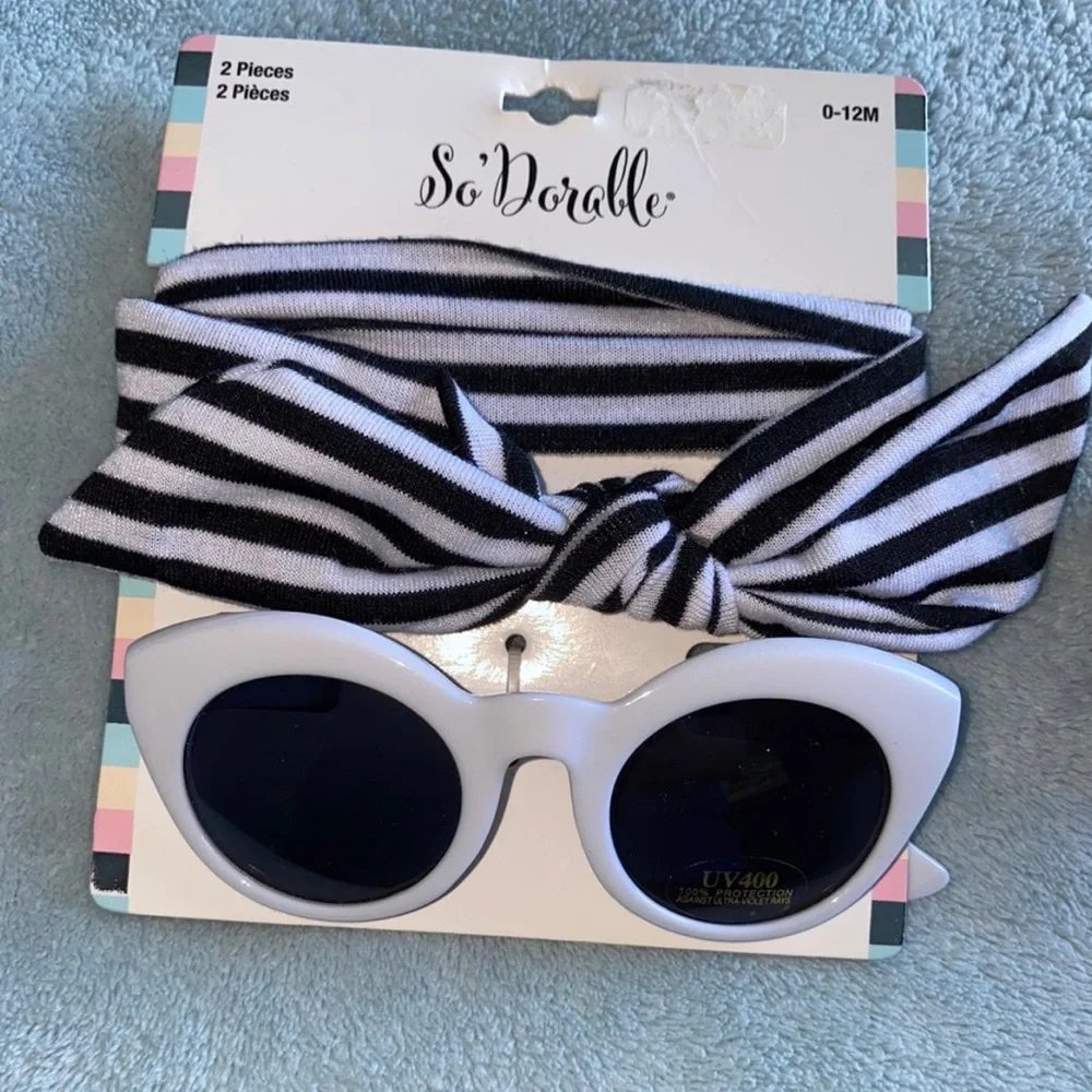 Baby girl black headbands and sunglasses